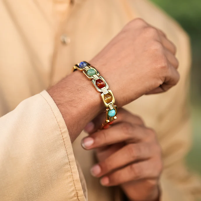 7 Chakra Link Chain Bracelet with Rudraksha - Image 2