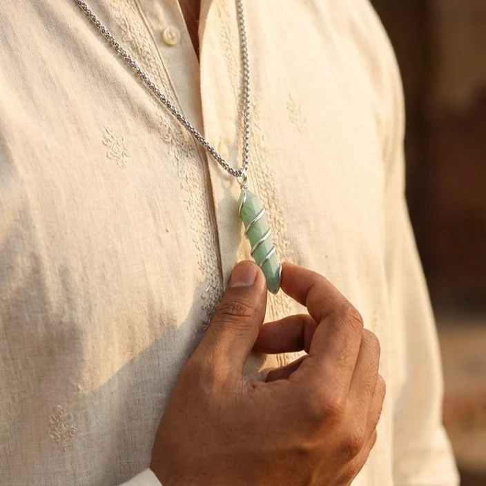 Amazonite Stone Locket with Chain - Image 5