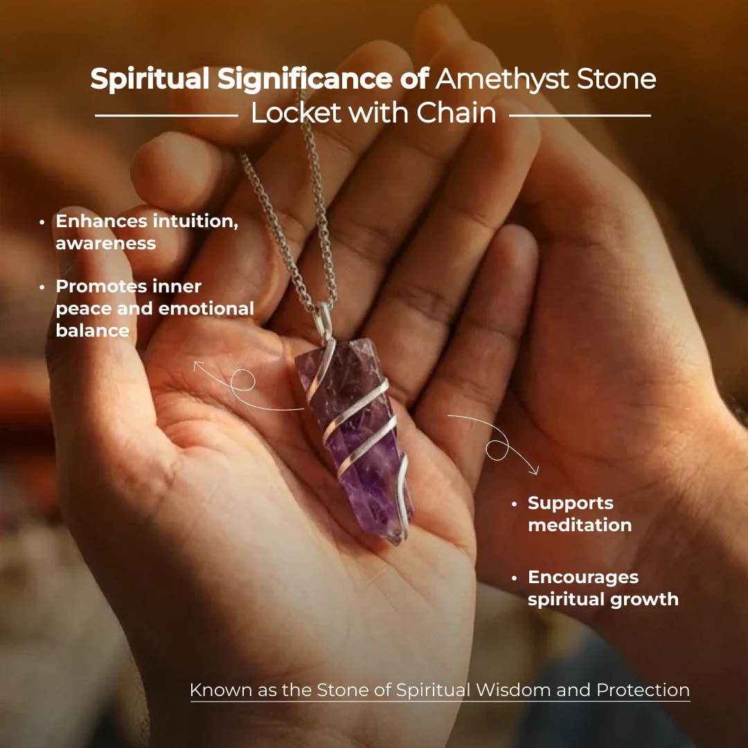 Amethyst Stone Locket with Chain - Image 7