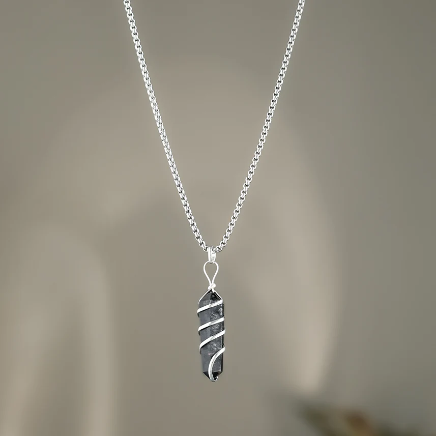 Black Agate Stone Locket with Chain - Image 2