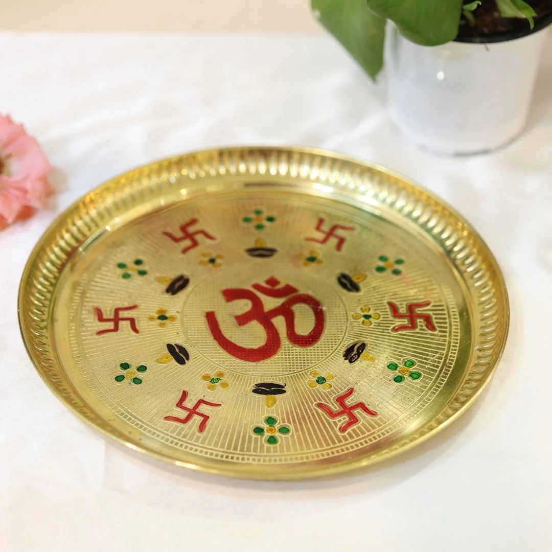 Antique Gold Premium Brass Pooja Thaal (Set of 5) - Image 7