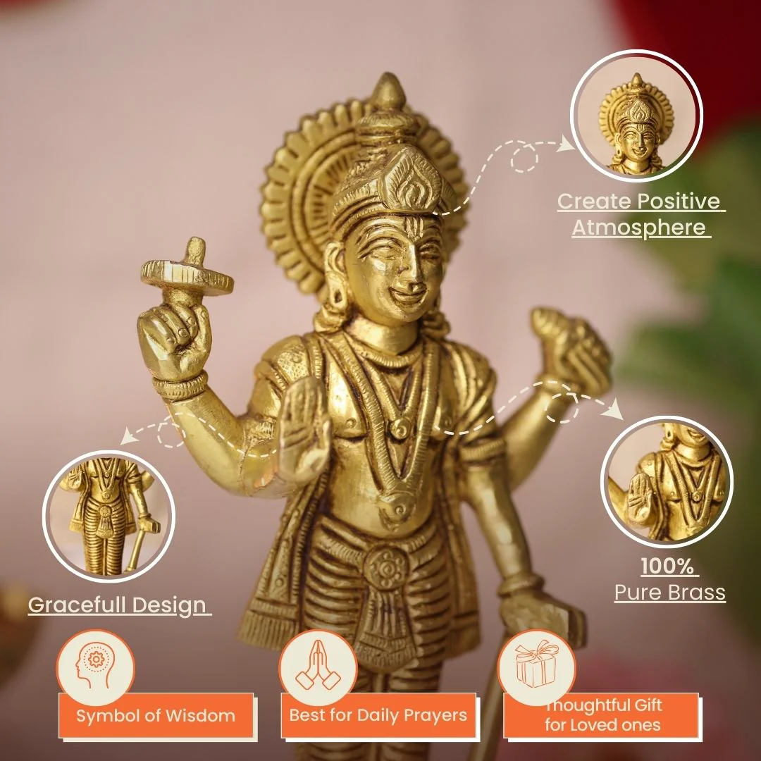 Brass Standing Vishnu Idol - Image 5
