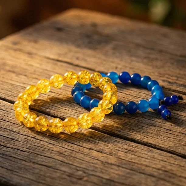 Citrine Stone Bracelet & Blue Topaz Bracelet Combo for Positivity - Image 2