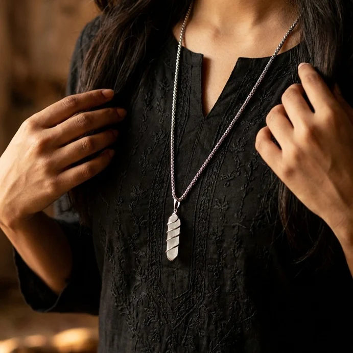 Clear Quartz Stone Locket with Chain - Image 4