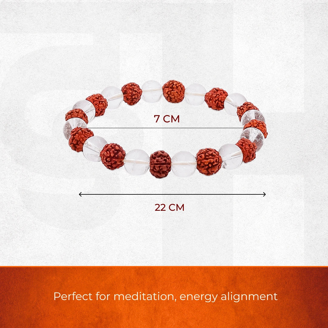 Clear Quartz with Rudraksha Bracelet - Image 4