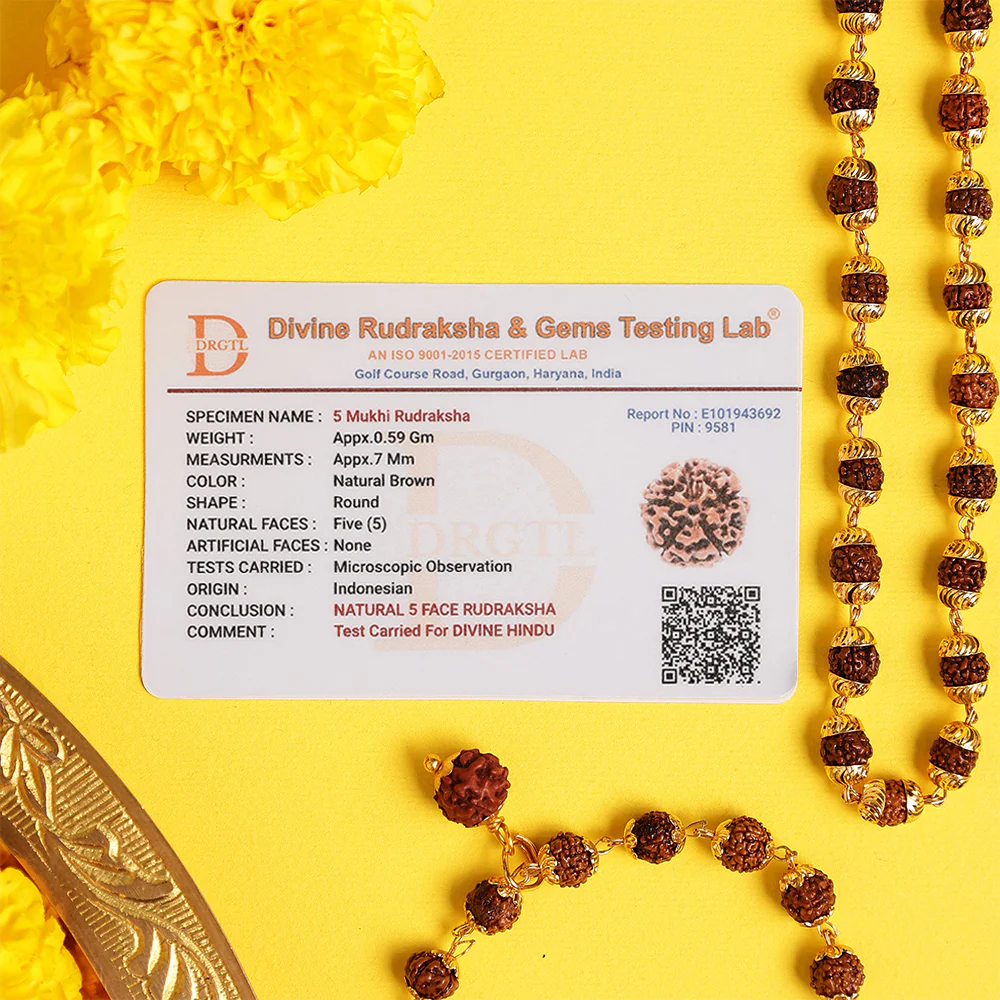 Golden Cap Rudraksha Necklace & Bracelet Combo - Image 3