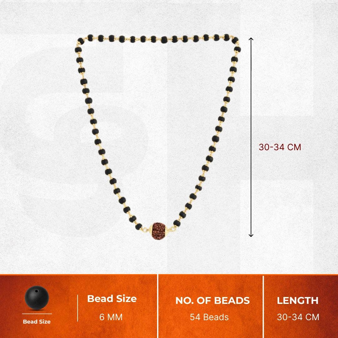 Karungali Mala in Silver-Cap with 7 Mukhi Rudraksha - Image 7