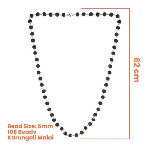 Karungali Malai Silver Cap Plated Necklace with Certification with FREE Karungali Bracelet - Image 12
