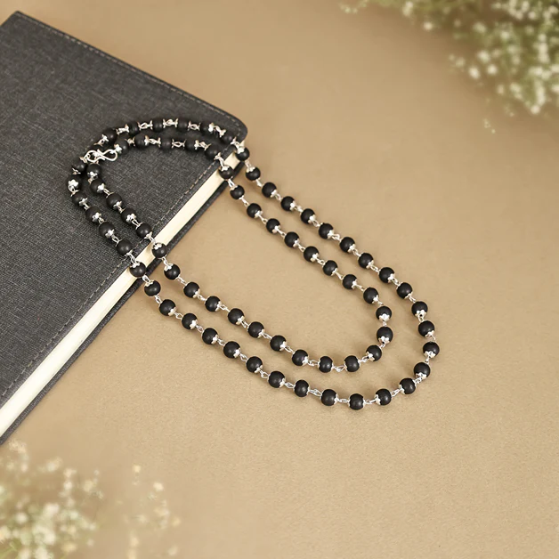 Karungali Malai Silver Cap Plated Necklace with Certification with FREE Karungali Bracelet - Image 3