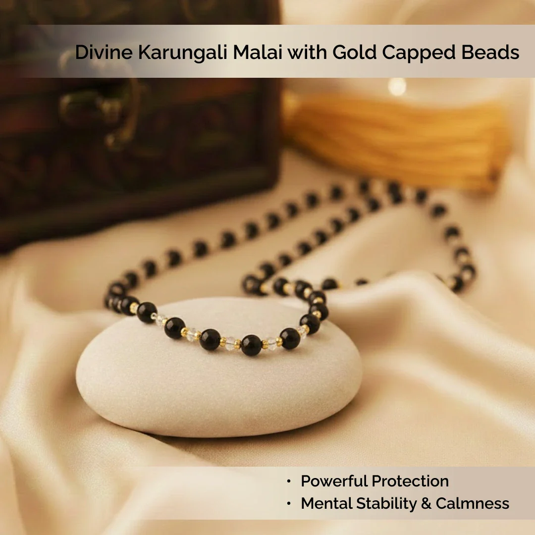Divine Karungali Malai with Gold Capped Beads | Govt Lab Certified - Image 3