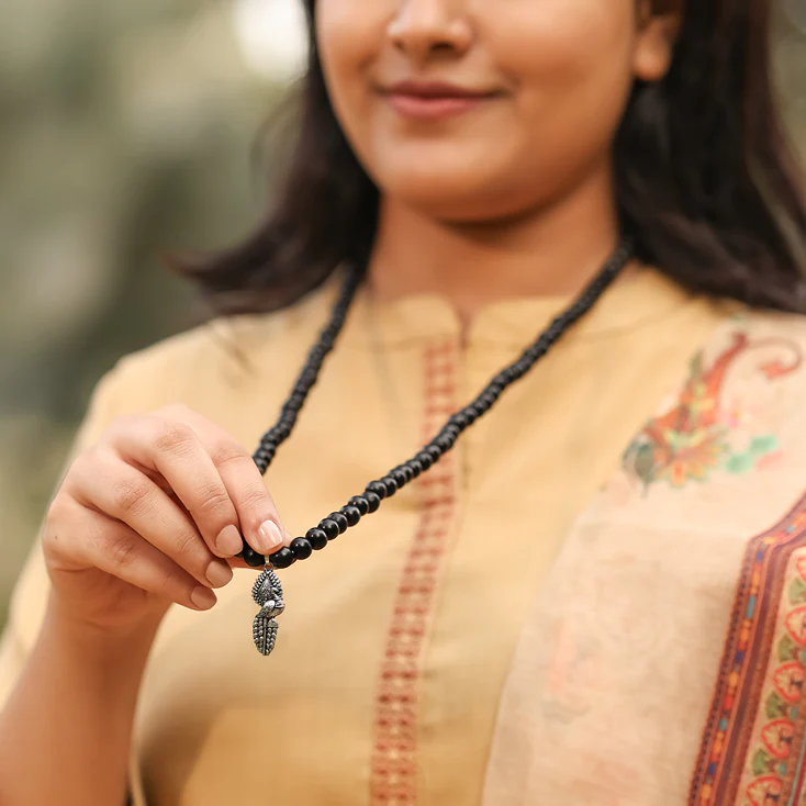 Karungali Malai with Vel Peacock Pendant - Image 4