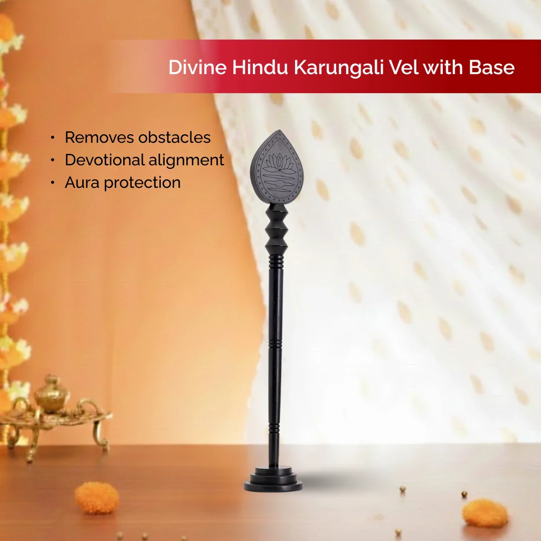 Divine Hindu Karungali Vel with Base/ Karungali Murugan Astra | Ebony wood - Image 5