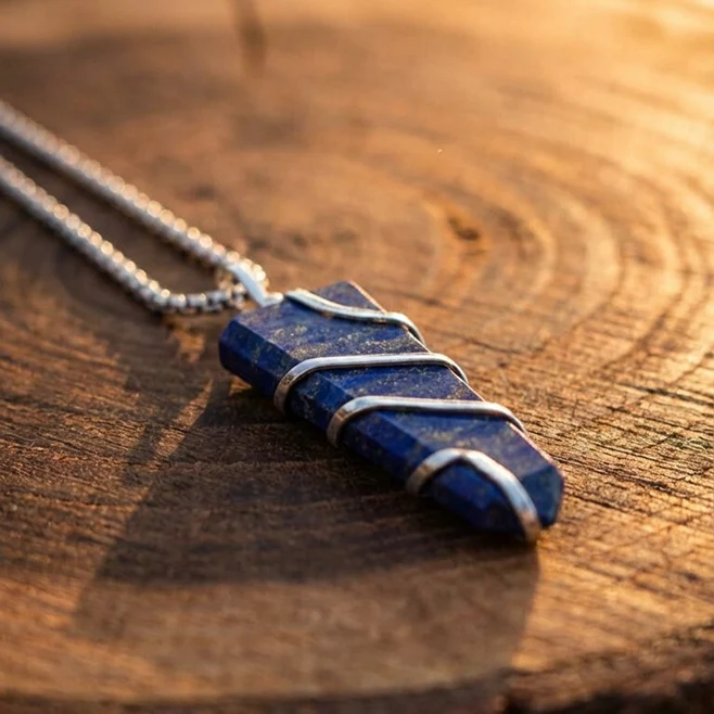 Lapis Lazuli Stone Locket with Chain - Image 4