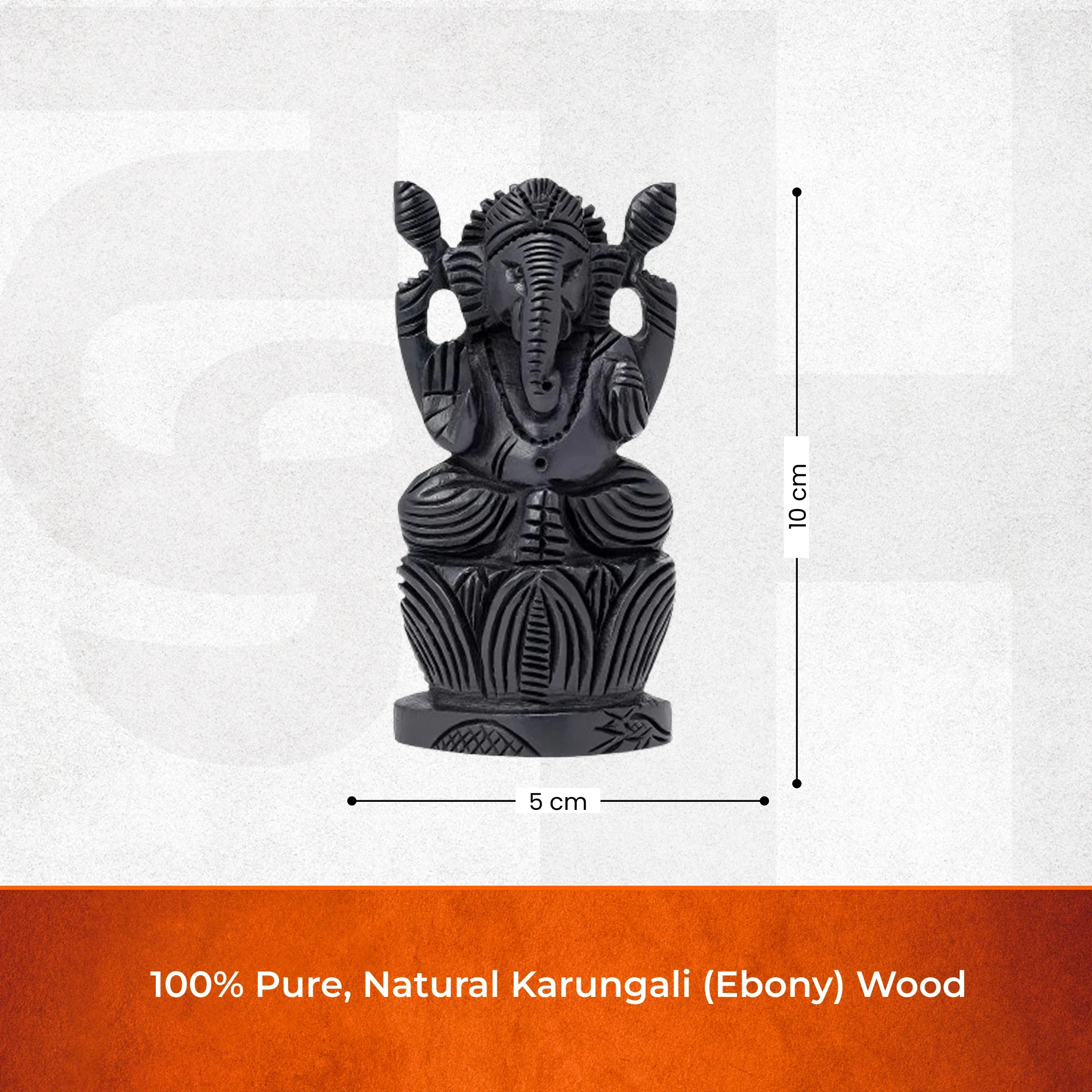 Divine Hindu Lord Ganesh Karungali Idol with Lotus Base– Ebony Wood - Image 7