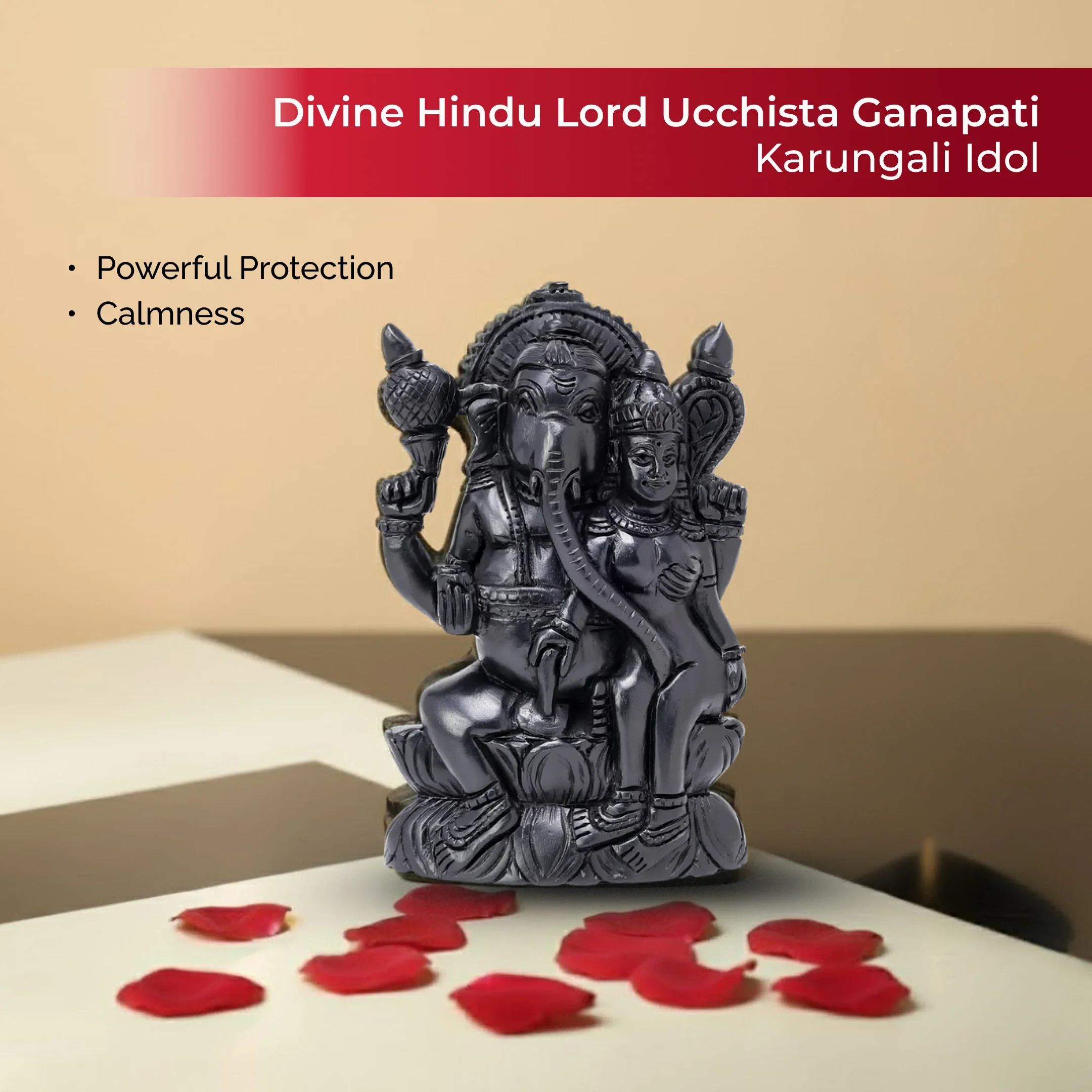 Divine Hindu Lord Ucchista Ganapati Karungali Idol – Ebony Wood - Image 3