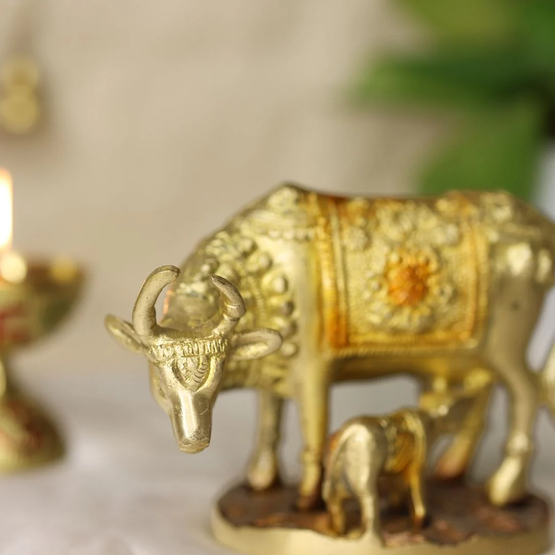 Lord Krishna Kamdhenu cow with calf - Image 7