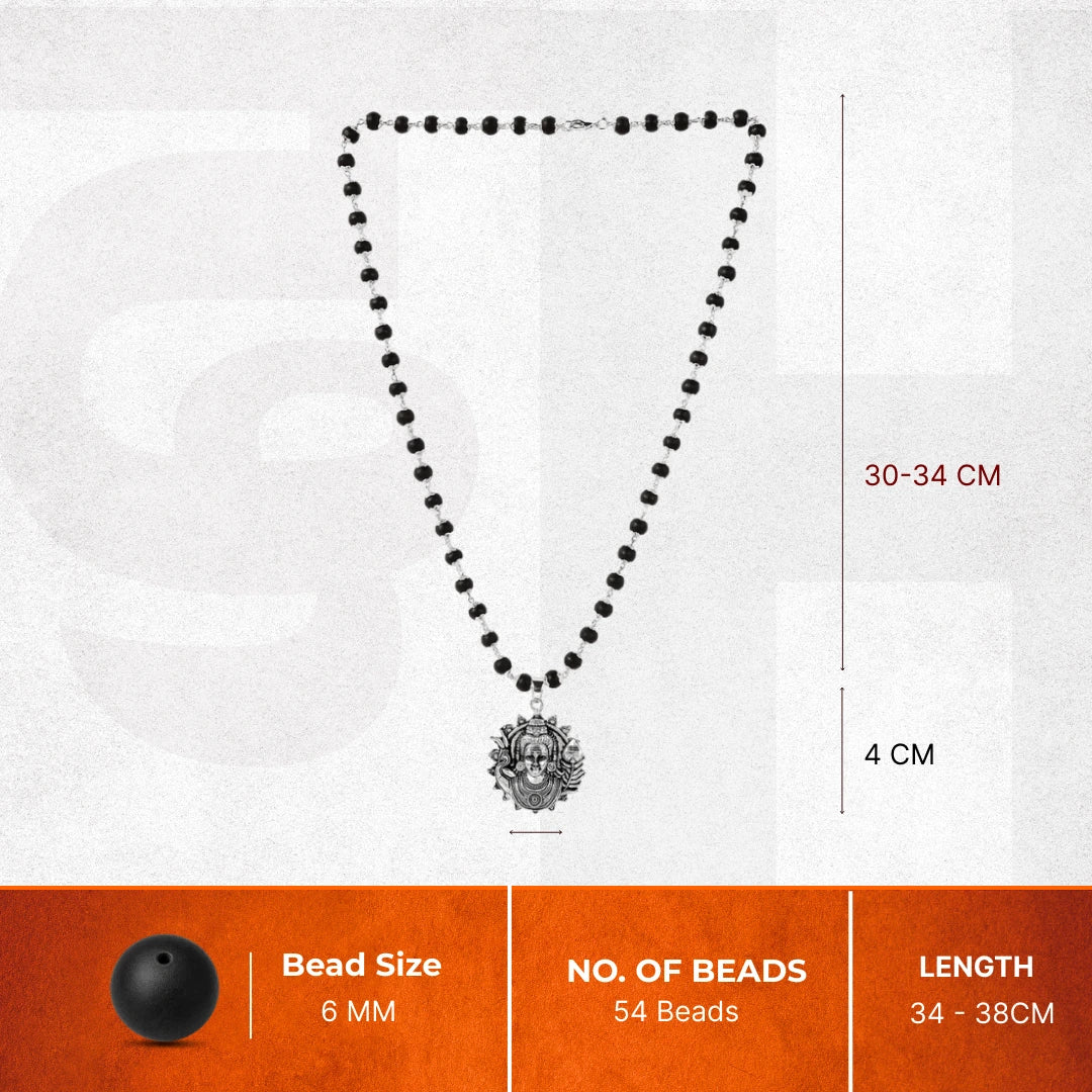 Lord Murugan Face Pendant with Silver Capped Karungali - Image 4