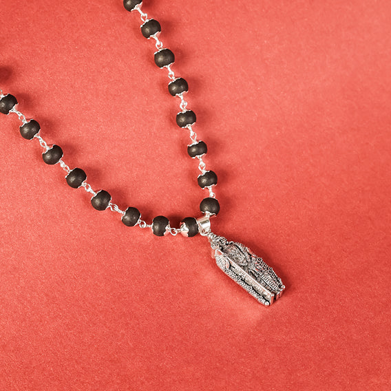 Lord Murugan Shakti Pendant with Silver Capped Karungali - Image 2