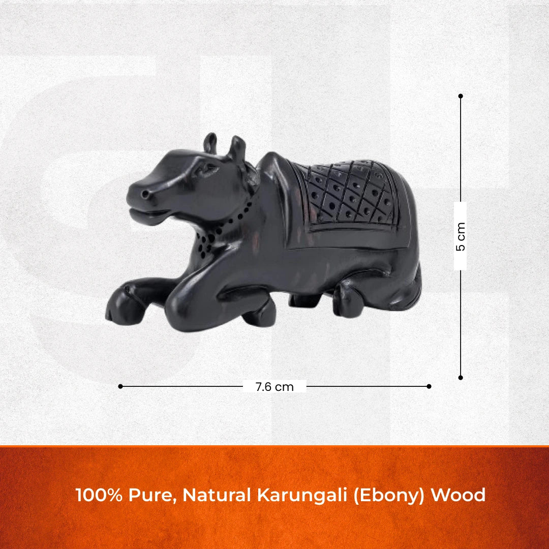 Divine Hindu Nandi Ji Karungali Idol – Ebony Wood - Image 5