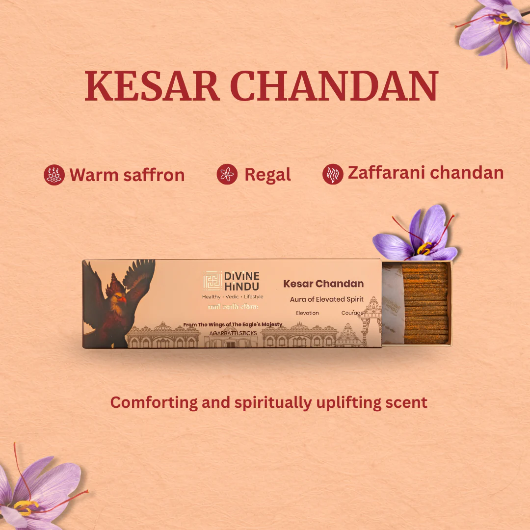 Natural Kesar Chandan & Kasturi Mrig / Incense Sticks (Pack of 60) - Image 3