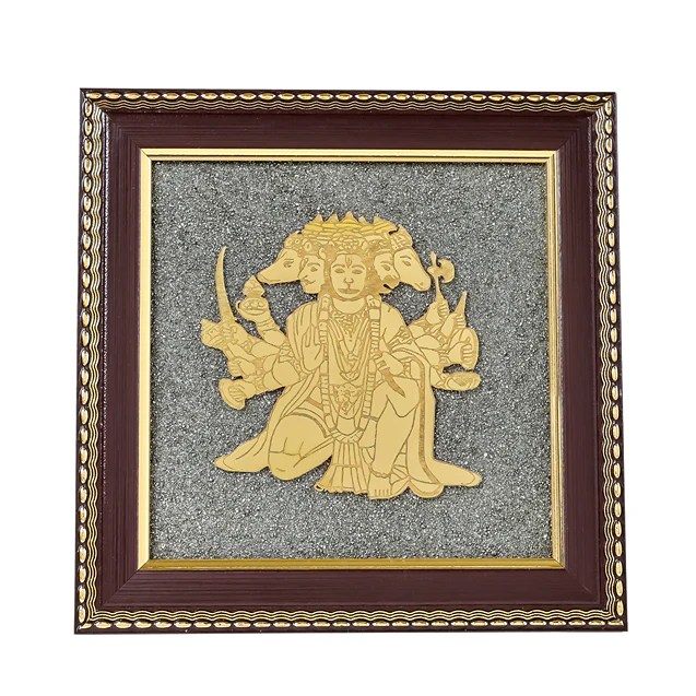Panchamukhi Hanuman Raw Pyrite Frame for Strength & Protection with FREE Raw Pyrite Stone - Image 3