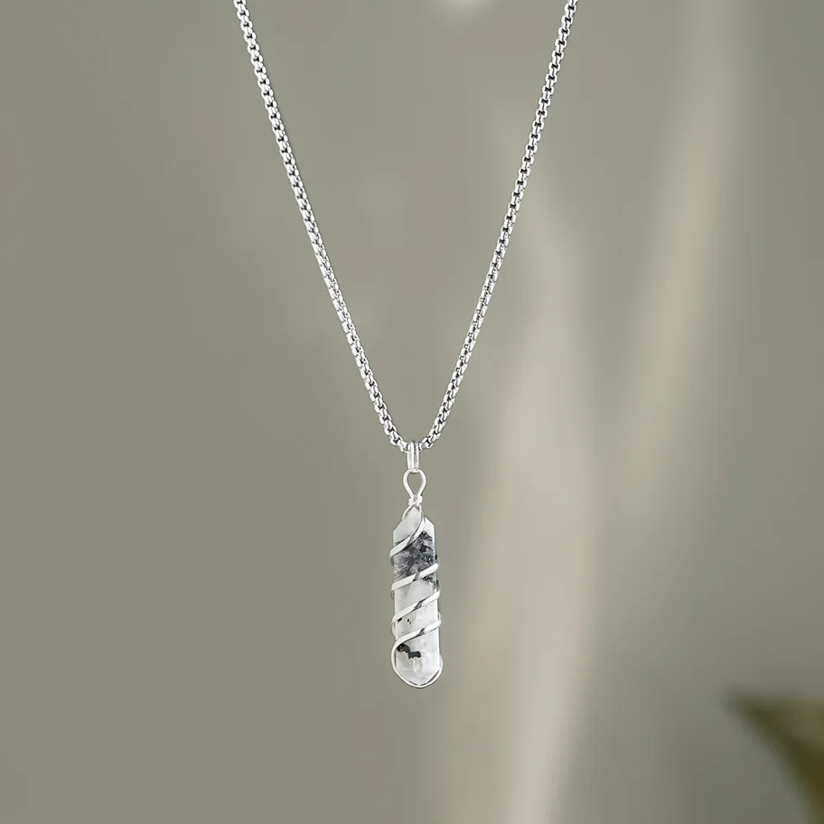 Rainbow Moonstone Stone Locket with Chain