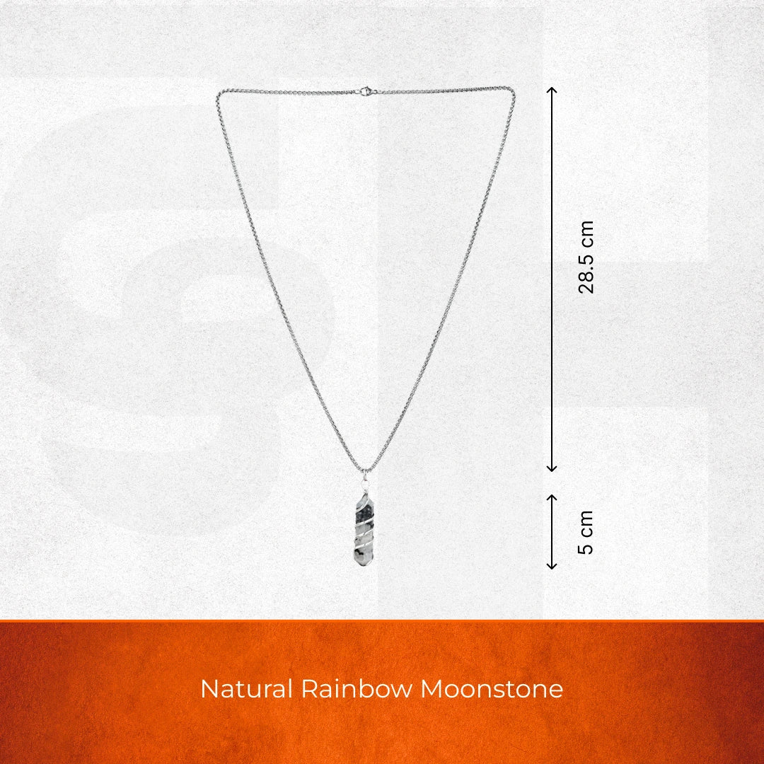 Rainbow Moonstone Stone Locket with Chain - Image 10