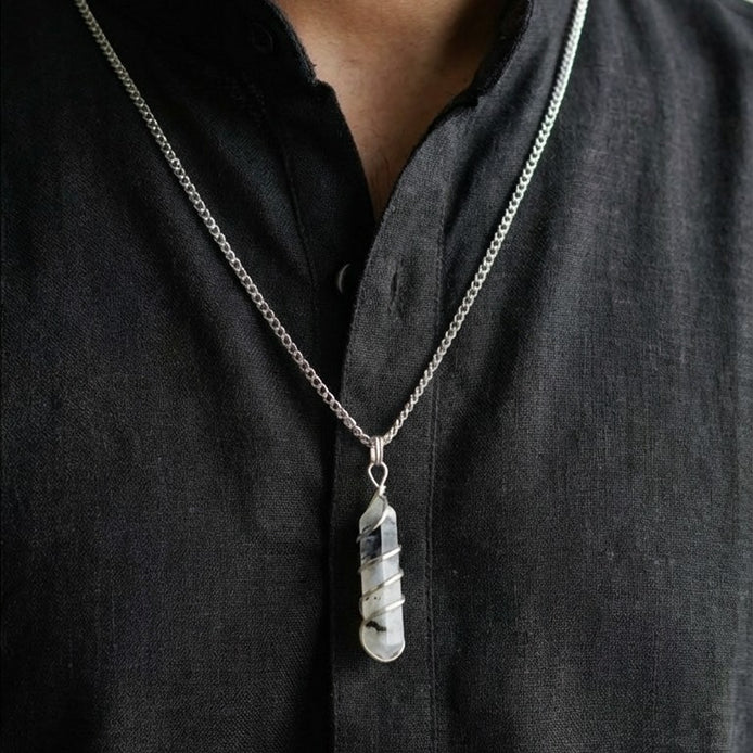 Rainbow Moonstone Stone Locket with Chain - Image 6