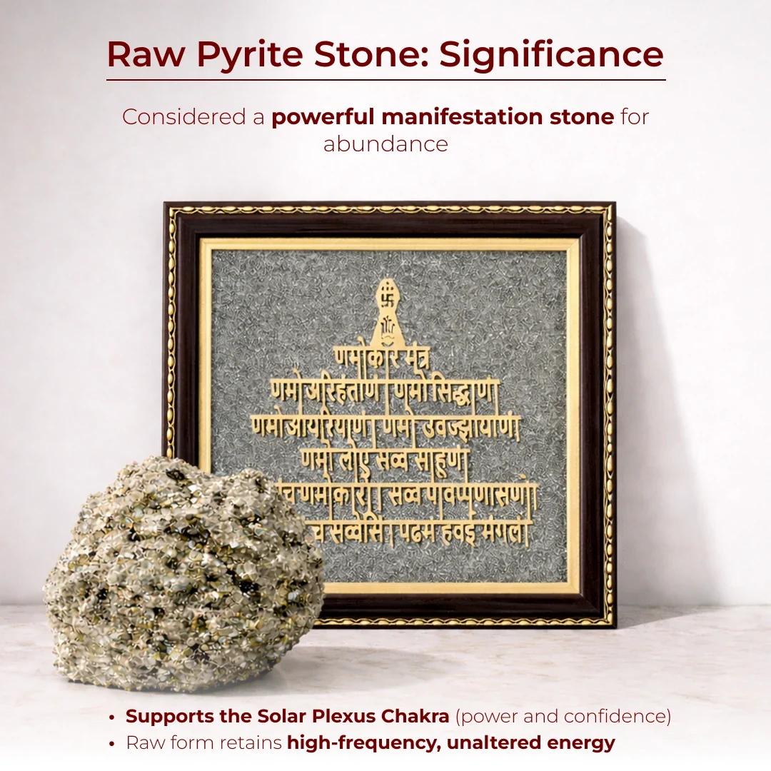 Raw Pyrite Navkar Mantra Frame | Balance Energy & Chakra - Image 5