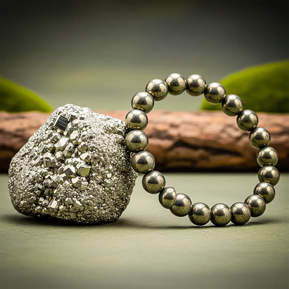 Raw Pyrite Stone & Bracelet Combo - Image 2