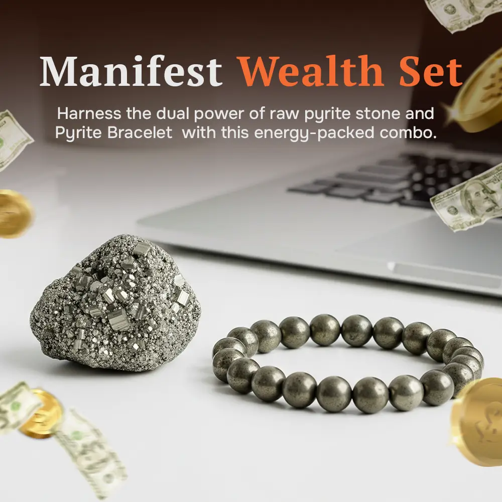 Raw Pyrite Stone & Bracelet Combo - Image 3