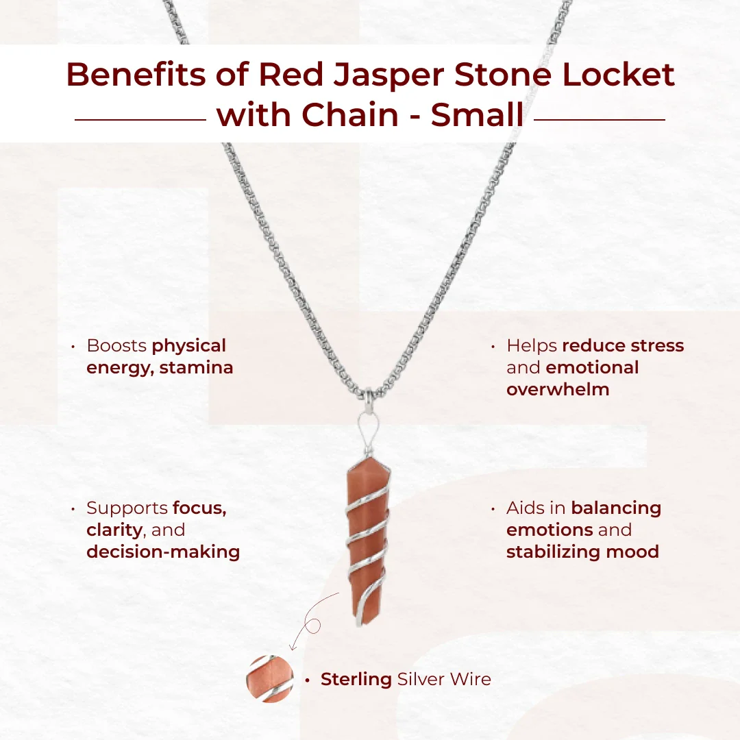 Red Jasper Stone Locket with Chain - Image 10