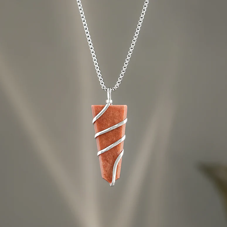Red Jasper Stone Locket with Chain - Image 2