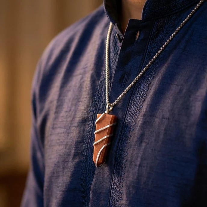 Red Jasper Stone Locket with Chain - Image 6