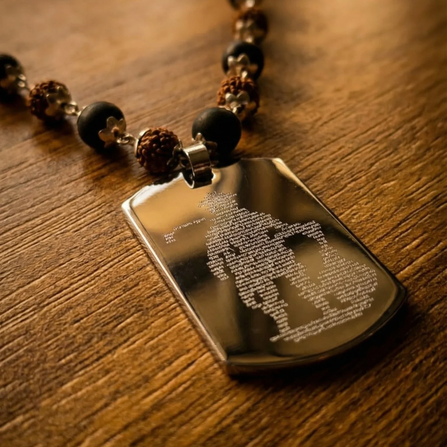 Rudraksha Karungali Malai with Hanuman Pendant - Image 3