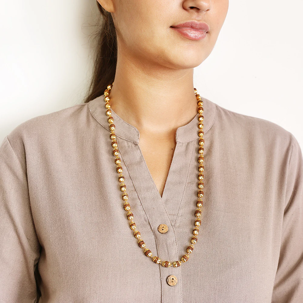 Rudraksha Mala with Golden Cap | 54 Beads - Image 4
