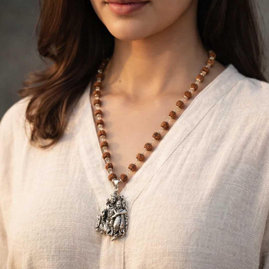 Shiv Murugan Rudraksha Pendant in Silver Finish - Image 5