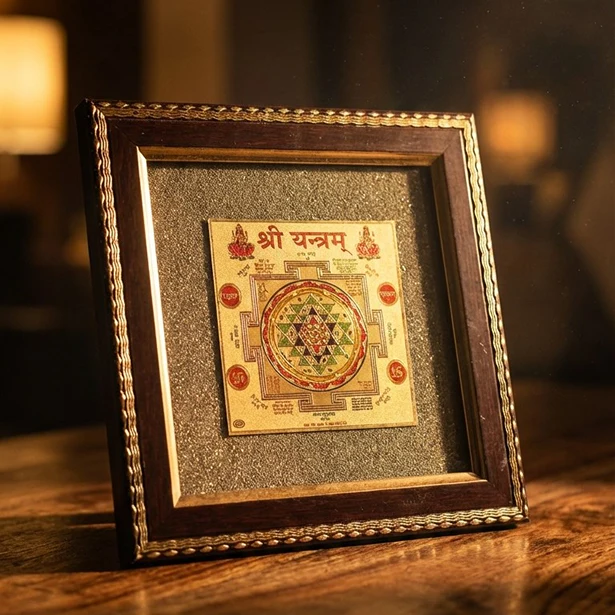 Shree Yantra on Raw Pyrite Frame - Image 2