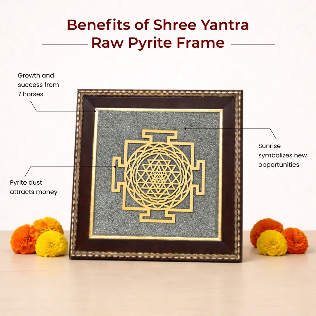 Shree Yantra Raw Pyrite Frame for Wealth Manifestation - Image 6