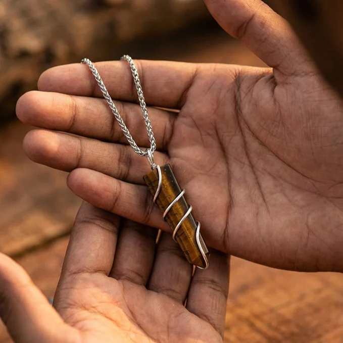 Tiger Eye Stone Locket with Chain - Image 5