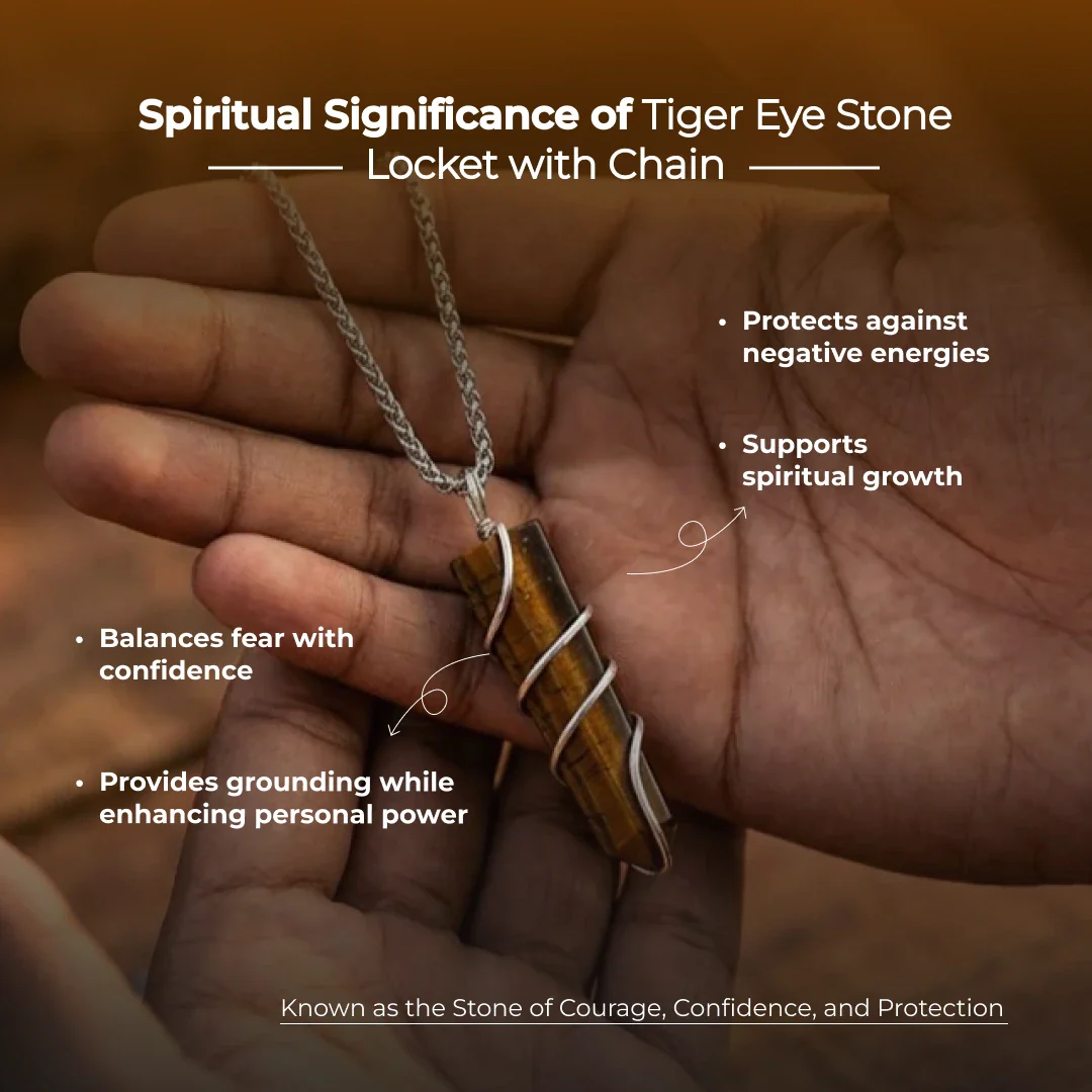 Tiger Eye Stone Locket with Chain - Image 8