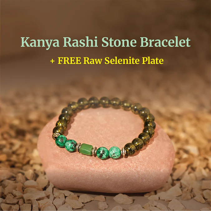 Virgo (Kanya Rashi) Stone Bracelet with FREE Raw Selenite Plate - Image 4