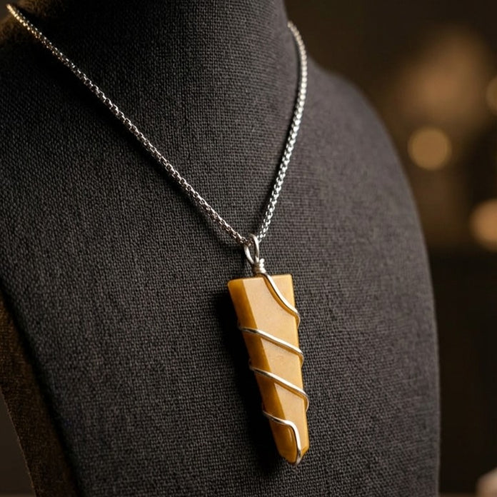 Yellow Aventurine Stone Locket with Chain - Image 3
