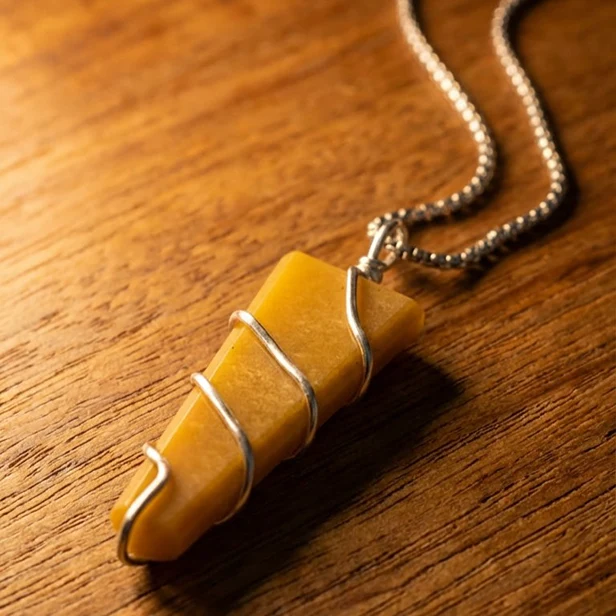 Yellow Aventurine Stone Locket with Chain - Image 4